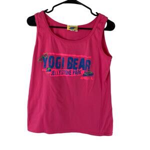 Pink Hannah Barbara Yogi Bear Jellystone Park Tanktop Ring Spun Size Medium